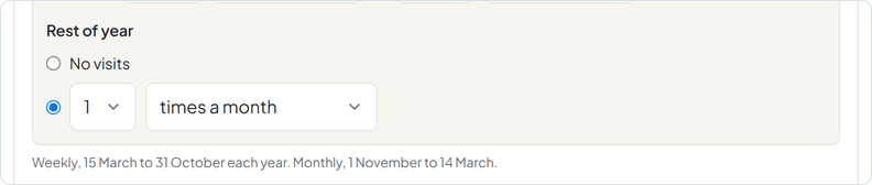 The rest of the year: no visits, or a frequency of its own.